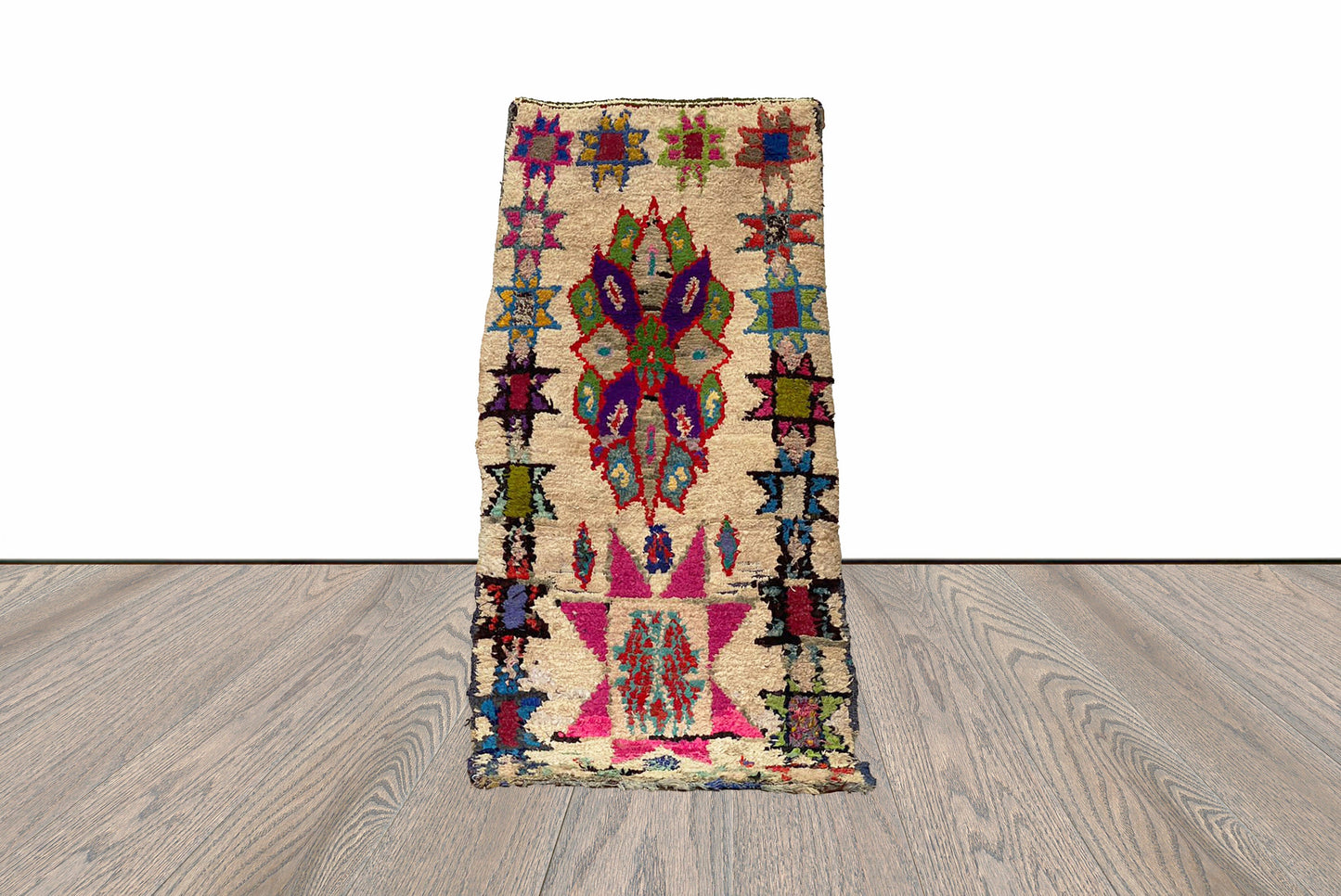 3x6 Feet Colorful Decorative Boucherouite Runner Rug.