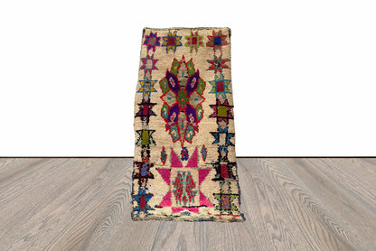 3x6 Feet Colorful Decorative Boucherouite Runner Rug.