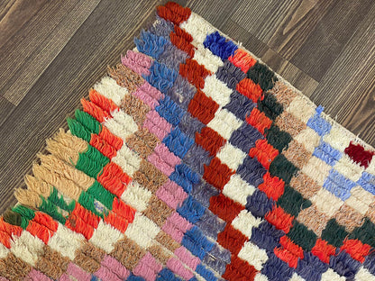 Tapis de couloir à carreaux vintage 3x6 pieds.