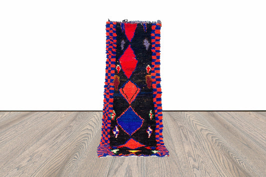 Tapis de couloir coloré, tapis de couloir tribal marocain vintage 8x3.