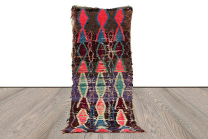 Tapis de couloir marocain, tapis de couloir berbère vintage 3x7.