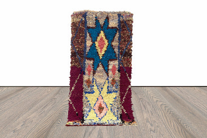 Tapis de couloir marocain vintage Boucherouite 6x3.