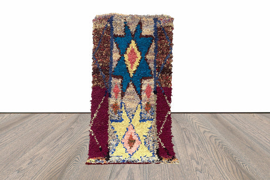 Tapis de couloir marocain vintage Boucherouite 6x3.