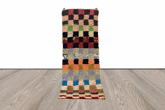 Tapis de couloir étroit tribal Boucherouite Squire 2x8.