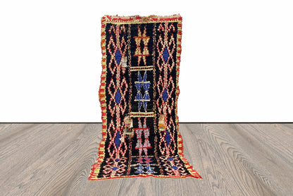 10x3 Colorful Boucherouite Moroccan Runner Rug.