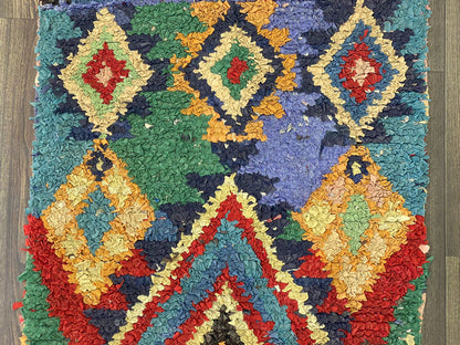 10x3 Colorful Boucherouite Long Runner Rug.