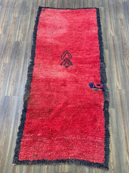 Tapis vintage extra large rouge 4x9, tapis berbères marocains tissés à la main.