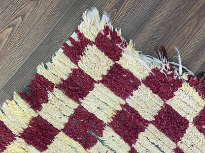 3x10 Checker Cotton Moroccan Runner Rug.