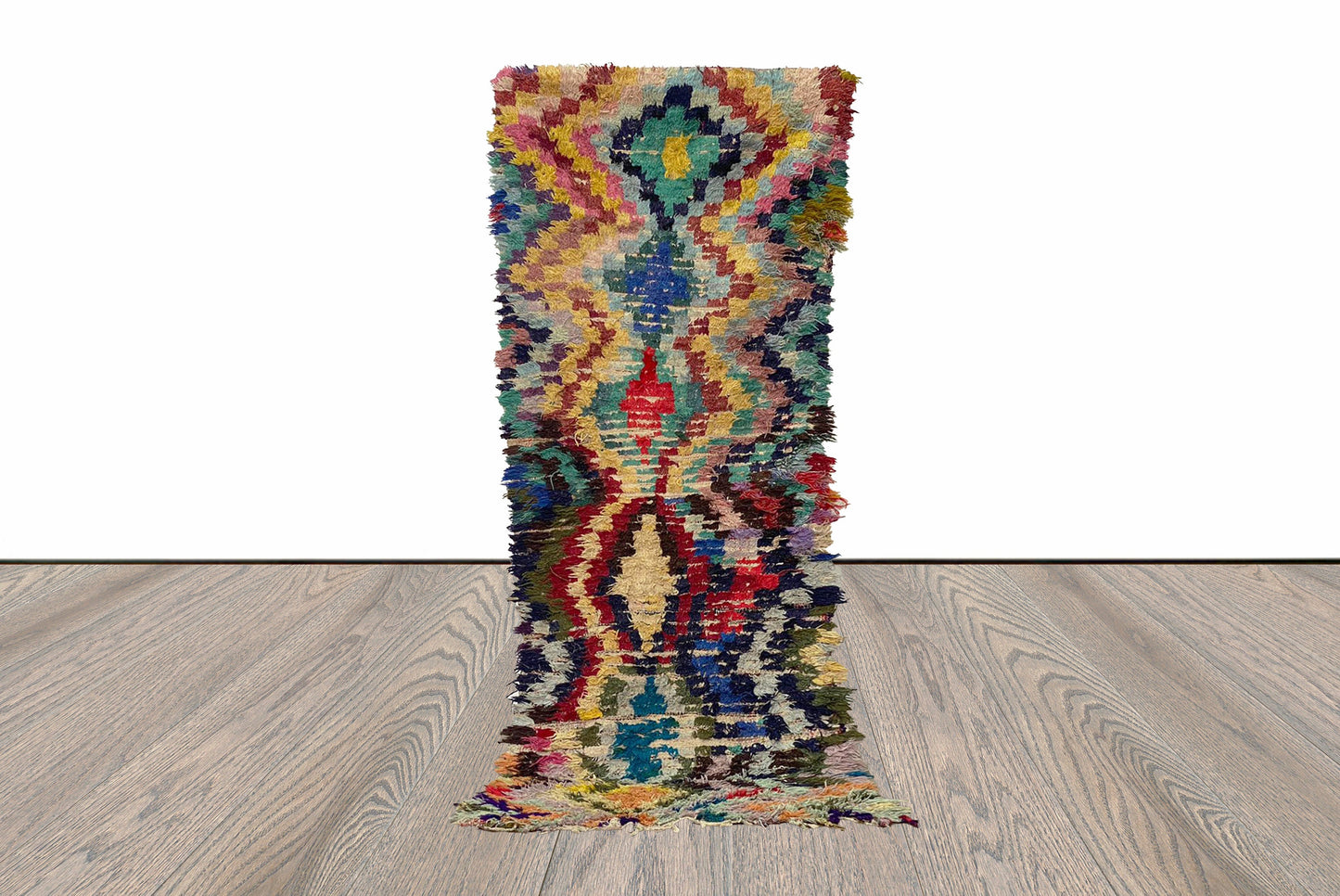 8x3 Moroccan Vintage Tribal Rug Runner.