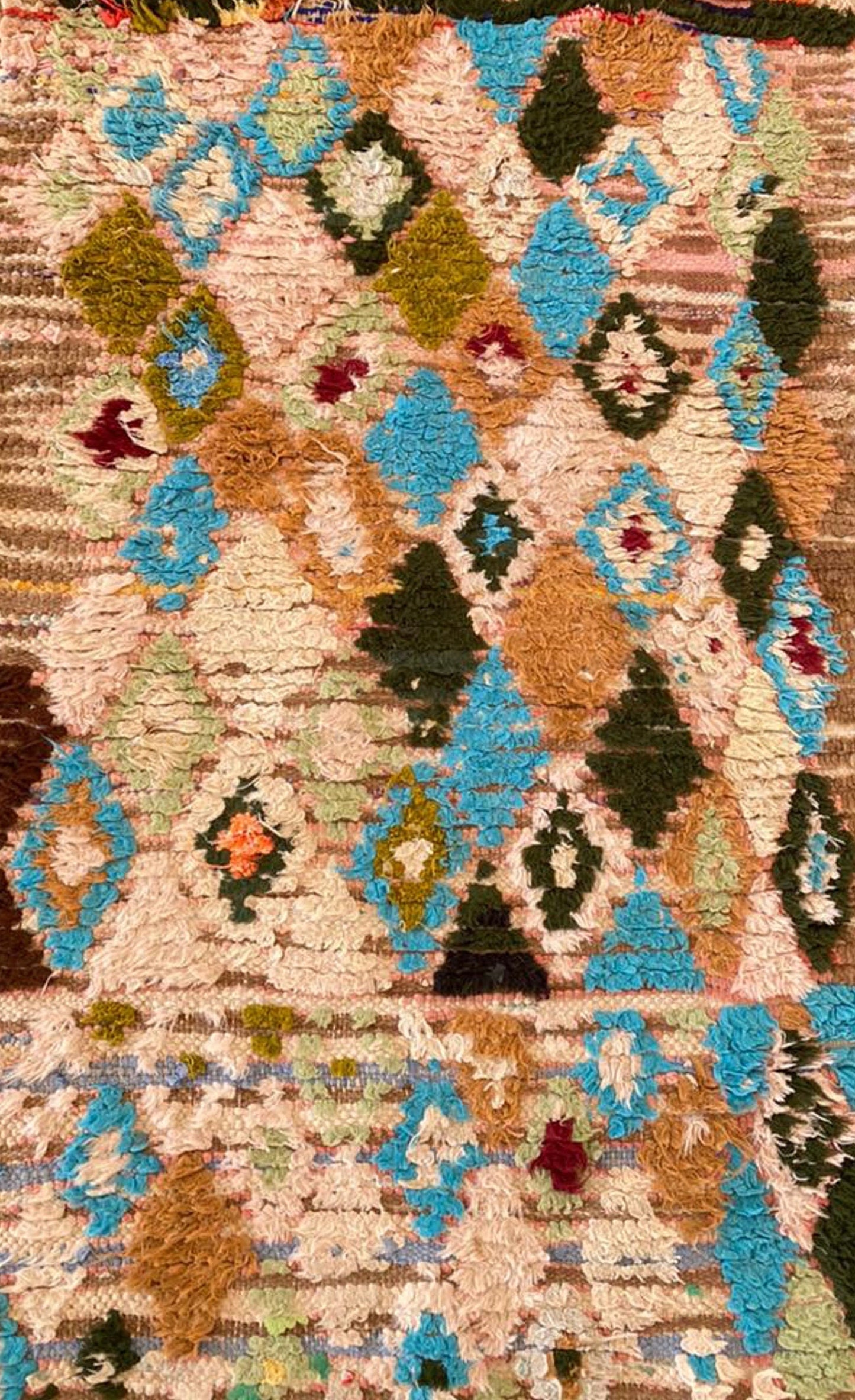 Tapis berbère marocain étroit 3x8, tapis bohème colorés tissés à la main en forme de diamant.