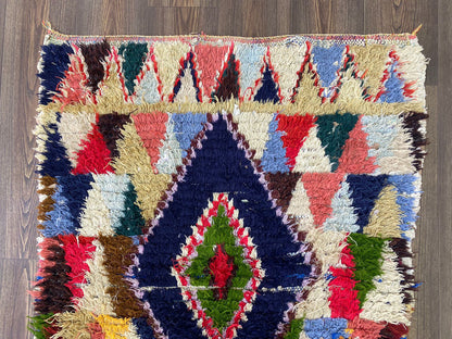 9x3 Tribal Azilal vintage Runner Rug, Tapis berbère marocain.