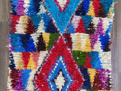 9x3 Tribal Azilal vintage Runner Rug, Tapis berbère marocain.