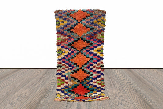 Tapis de couloir coloré Boucherouite Diamond 7x3.