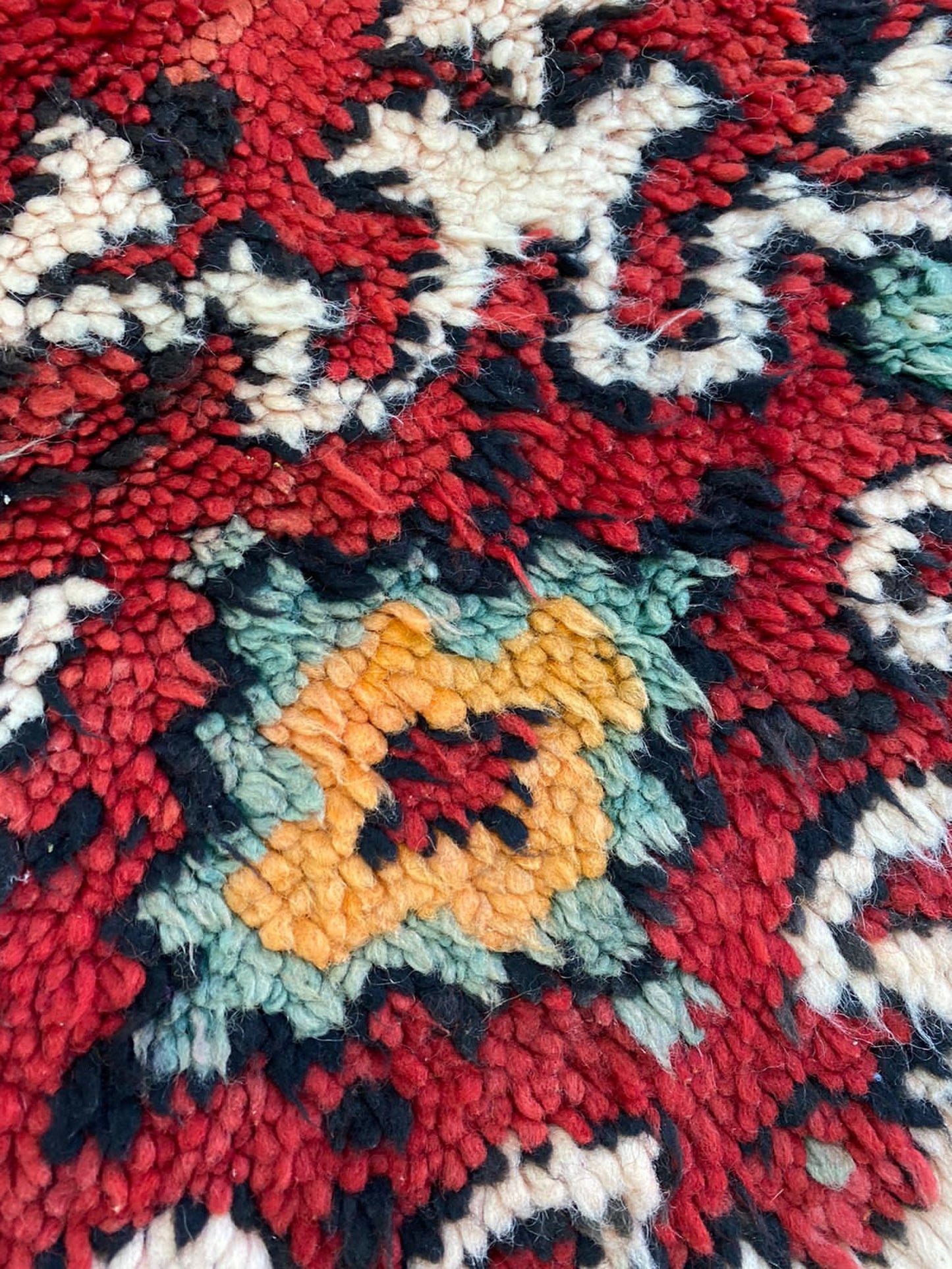 3x4 Small Woolen Red vintage area Rug, Moroccan Berber Handwoven Rug.