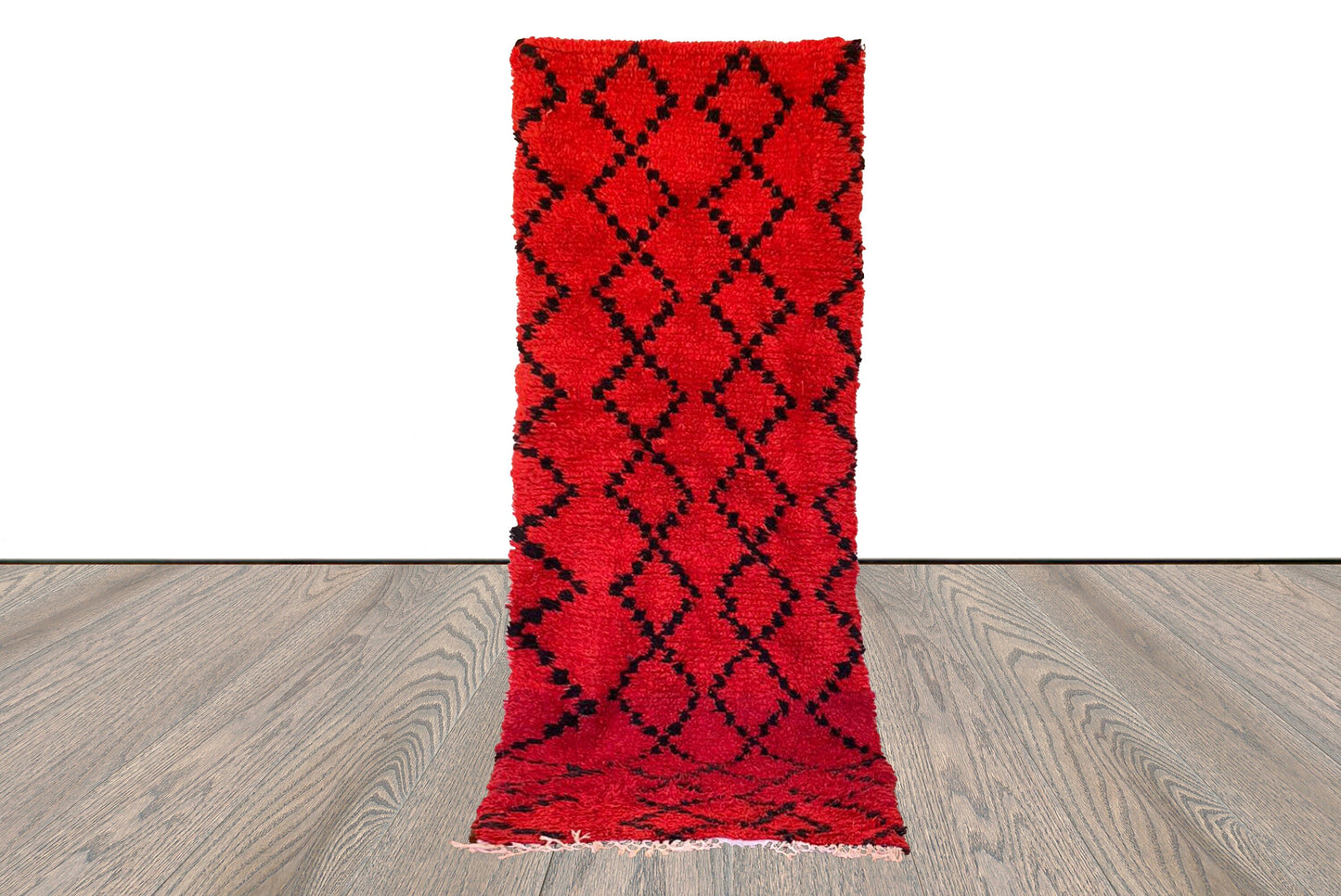 Tapis de couloir berbère vintage marocain tissé rouge 3x8.