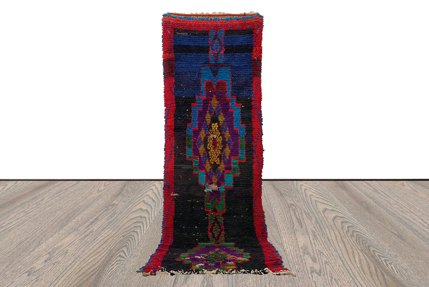 Tapis marocain étroit, tapis berbère vintage tissé à la main 3x10.