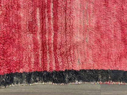 Tapis marocain rouge, 3x9, tapis berbère vintage tissés à la main, vieux tapis usagés.