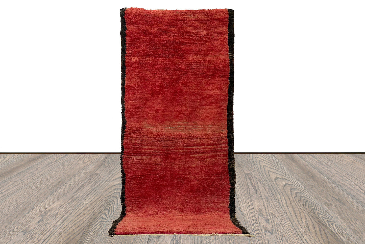 Tapis marocain rouge, 3x9, tapis berbère vintage tissés à la main, vieux tapis usagés.