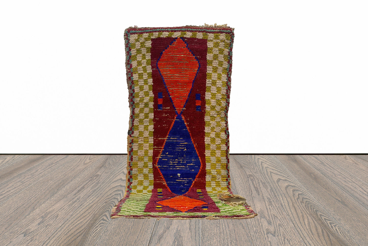 Tapis de couloir berbère marocain authentique coloré 3x7.