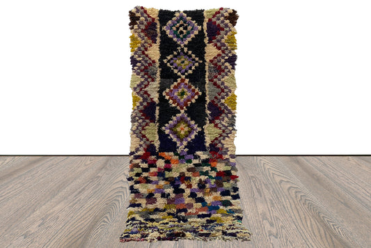 Petit tapis berbère marocain. Petit tapis étroit vintage coloré 2x6.