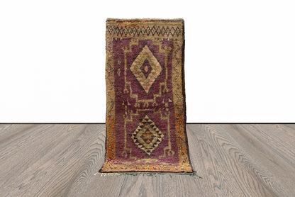 Tapis de couloir marocain vintage en laine douce 4x8.