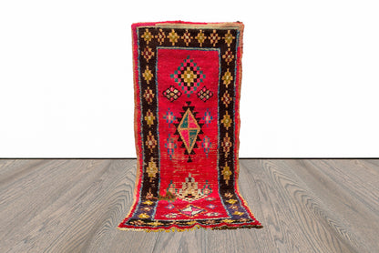 Tapis de couloir berbère marocain unique 3x8, tapis de couloir coloré.