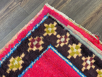 Tapis de couloir berbère marocain unique 3x8, tapis de couloir coloré.