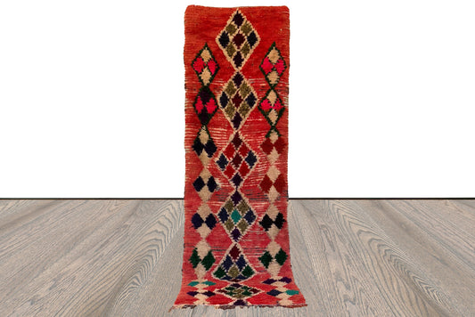 Grand tapis marocain étroit, tapis berbère vintage marocain 3x10.