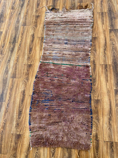 3x7 Worn Faded Vintage Moroccan Berber Narrow runner Rug.