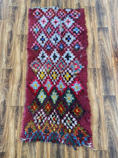 Tapis de couloir étroit en forme de diamant, 3 x 6, tapis marocain vintage tissé à la main.