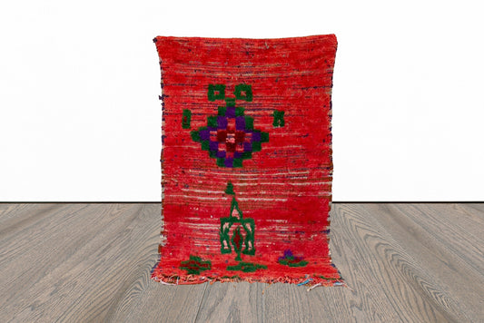 Vintage Small red Berber rugs, 4x6 Moroccan worn Berber Rug.