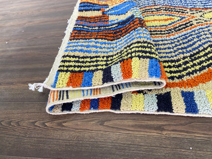 4x6 Feet Colorful Abstract Moroccan Berber Area Rug.