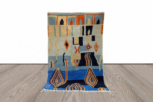 Tapis doux abstrait marocain coloré de 6 x 4 pieds.