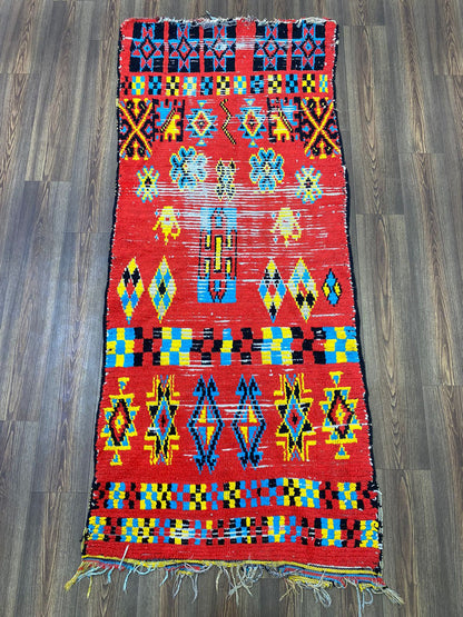 Tapis de couloir marocain, tapis tissé vintage berbère 3x8.