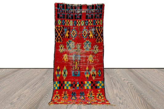 Tapis de couloir marocain, tapis tissé vintage berbère 3x8.