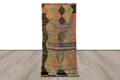 3x6 Faded narrow small runner Rugs ,Vintage Moroccan Berber worn Rug.