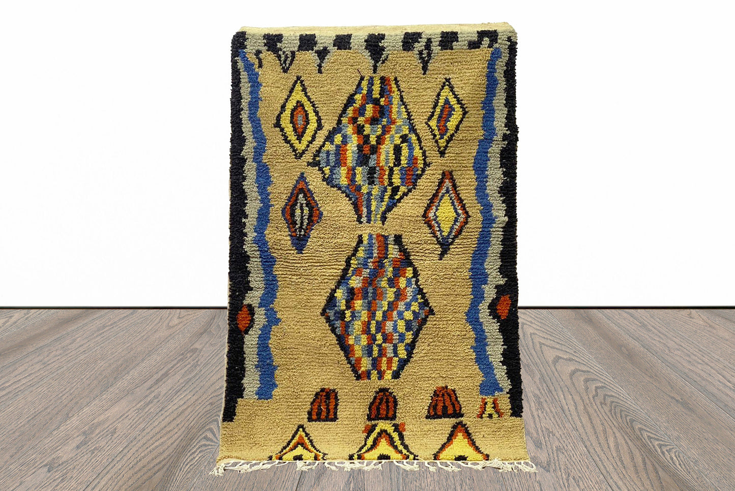 6x4 Feet Colorful Abstract Moroccan Rug.