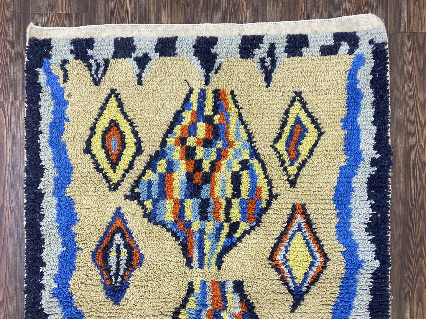 6x4 Feet Colorful Abstract Moroccan Rug.