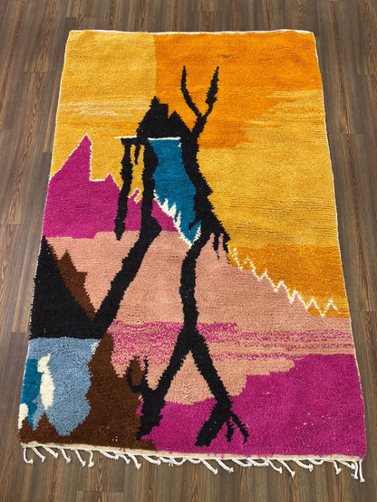 Tapis d'art abstrait, tapis doux marocain 8x5