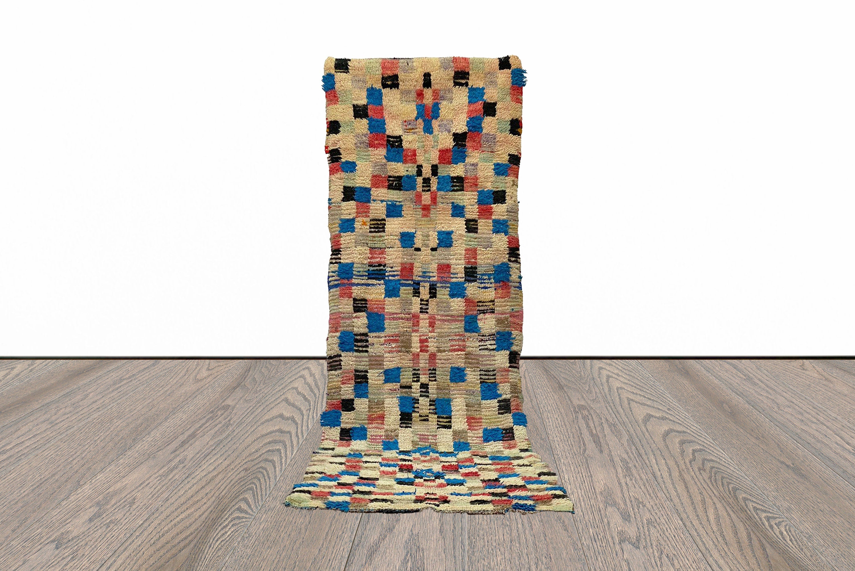 Store 2.5x7 feet boucherouite narrow runner rug Moroccan Vintage, Vintage Moroccan Berber rug.