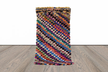 Tapis de couloir Boucherouite vintage 3x6.