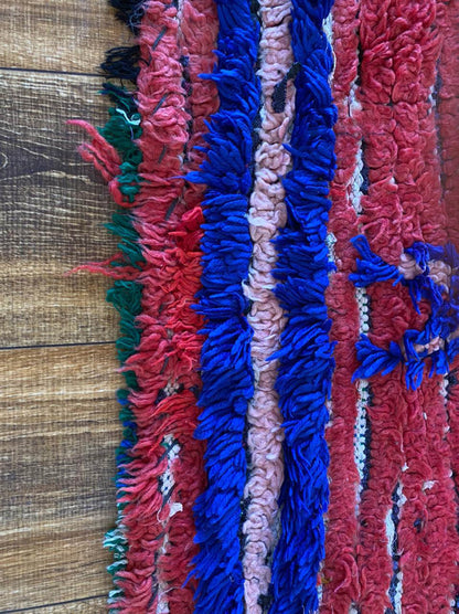 3x6 Worn Moroccan Vintage Berber Faded Red area Rug.