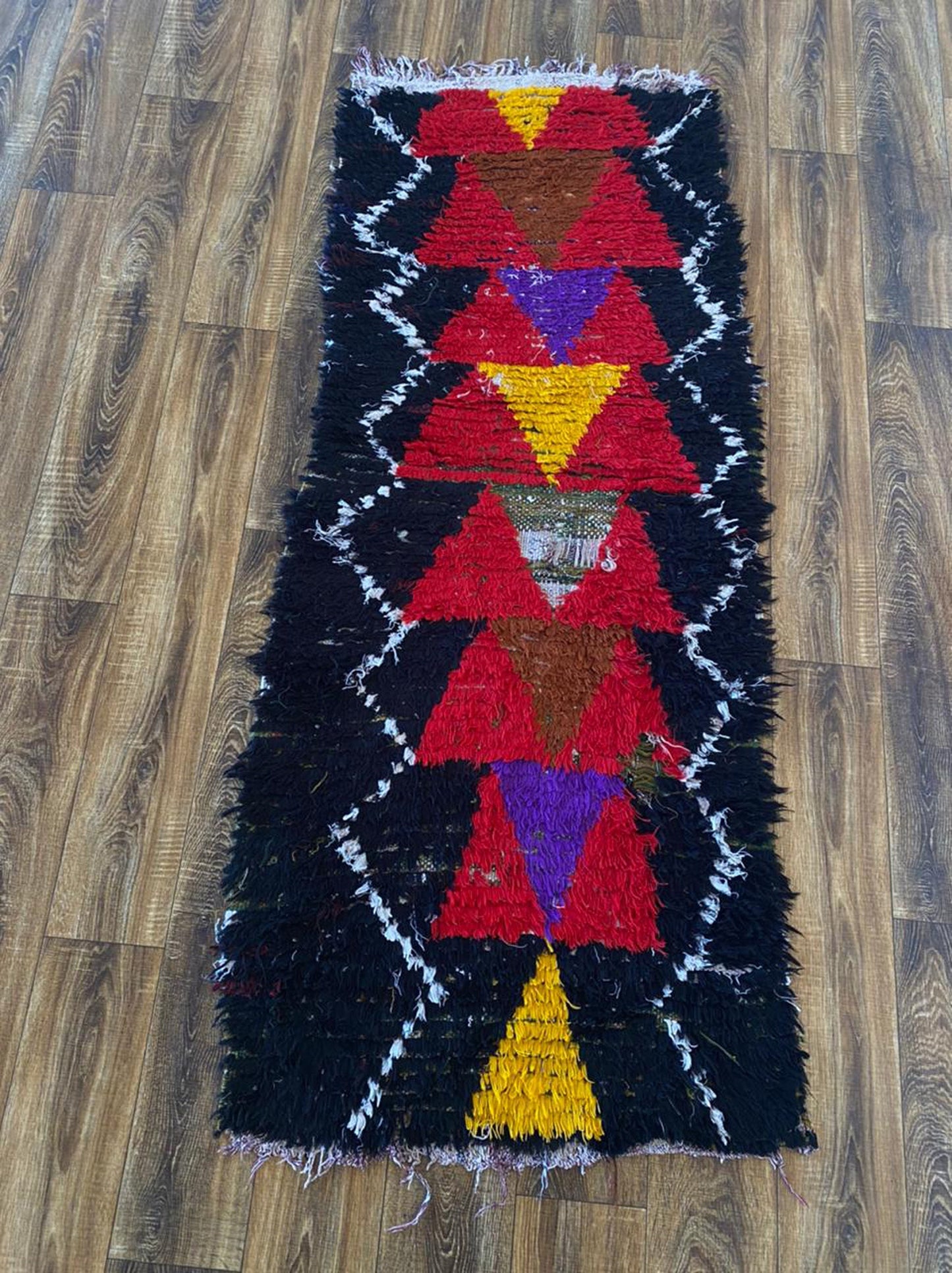 Tapis de couloir étroit coloré berbère marocain 3x6.