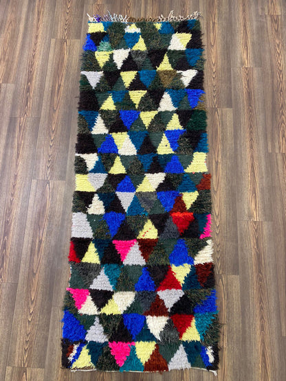 2x7 Feet Berber Moroccan Vintage Runner Rug.