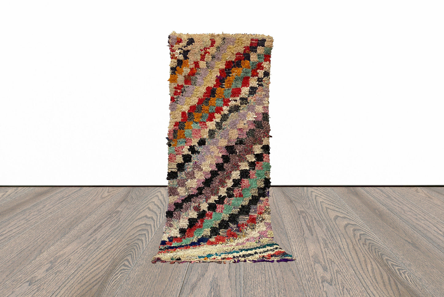 Tapis de couloir vintage Squire Boucherouite 8x3 pieds.