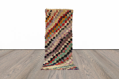 Tapis de couloir vintage Squire Boucherouite 8x3 pieds.