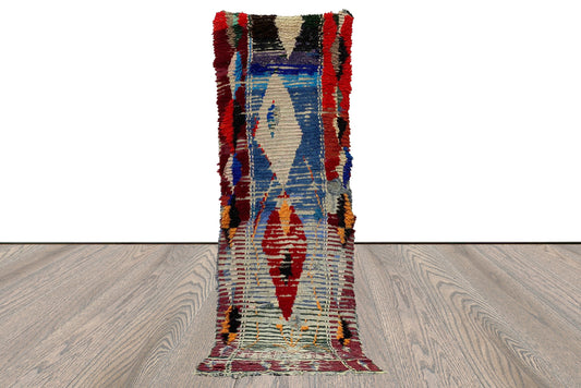 Tapis berbère vintage tissé à la main 3x9, tapis marocain ancien.