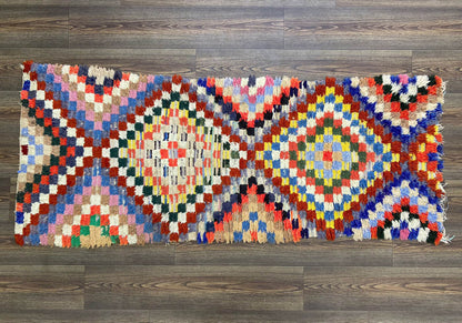 Tapis de couloir à carreaux vintage 3x6 pieds.