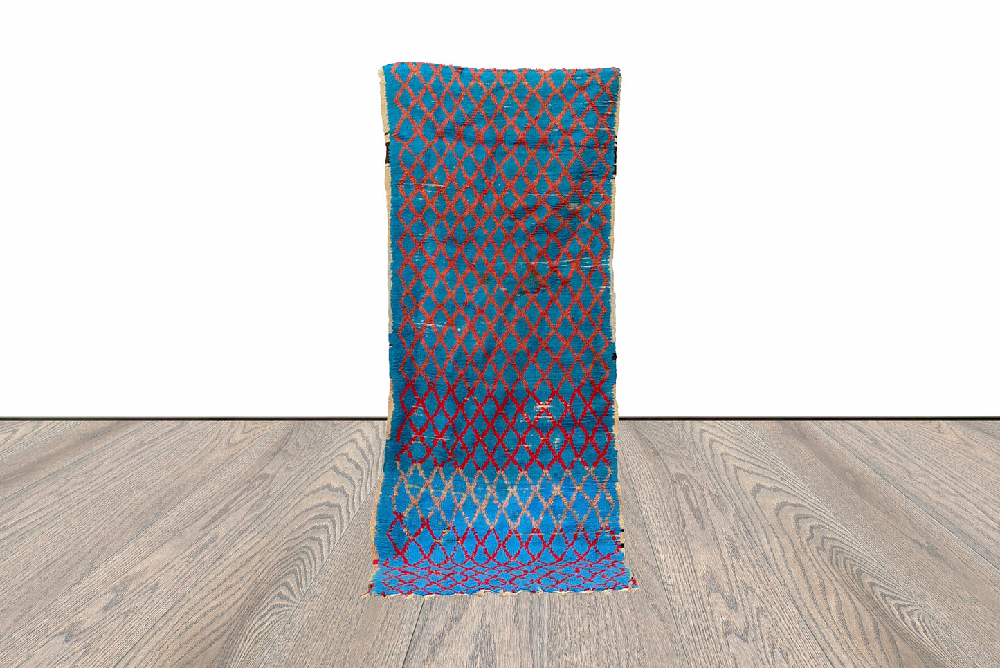 7x3 Feet Blue Diamond Vintage Runner Rug.