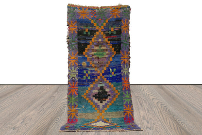 Tapis de couloir marocain 3x8, tapis de couloir berbère vintage.